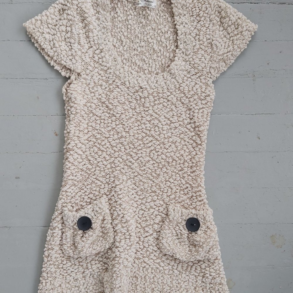 Fuzzy cream minidress
